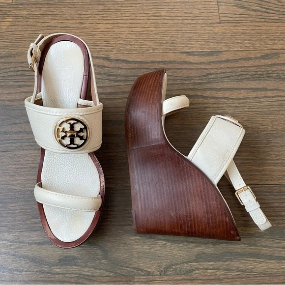 Tory Burch Selma Sandal Wedge White - Picture 1 of 16